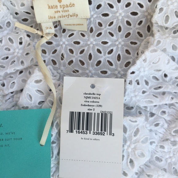 BNWT Kate Spade White Eyelet Top - sz 2A - Picture 10 of 15